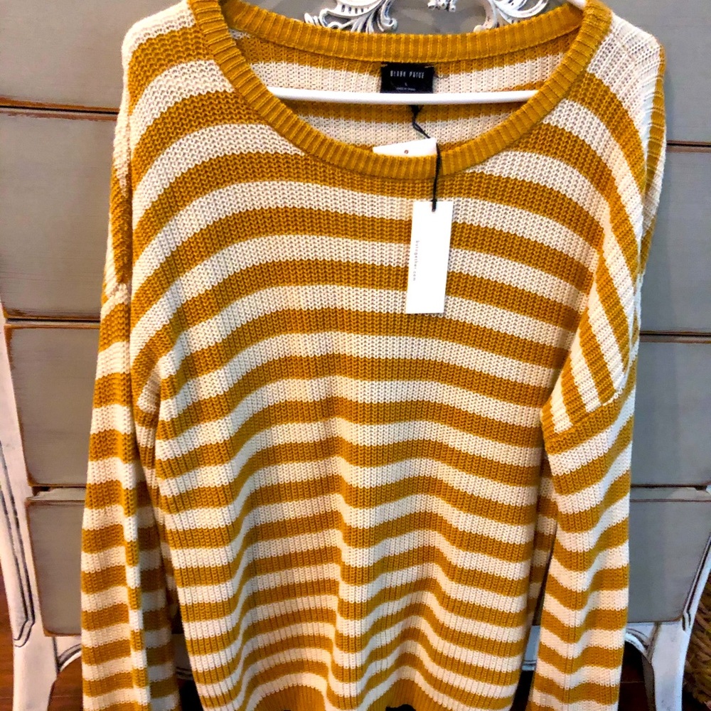 Boutique Goldenrod and cream striped sweater